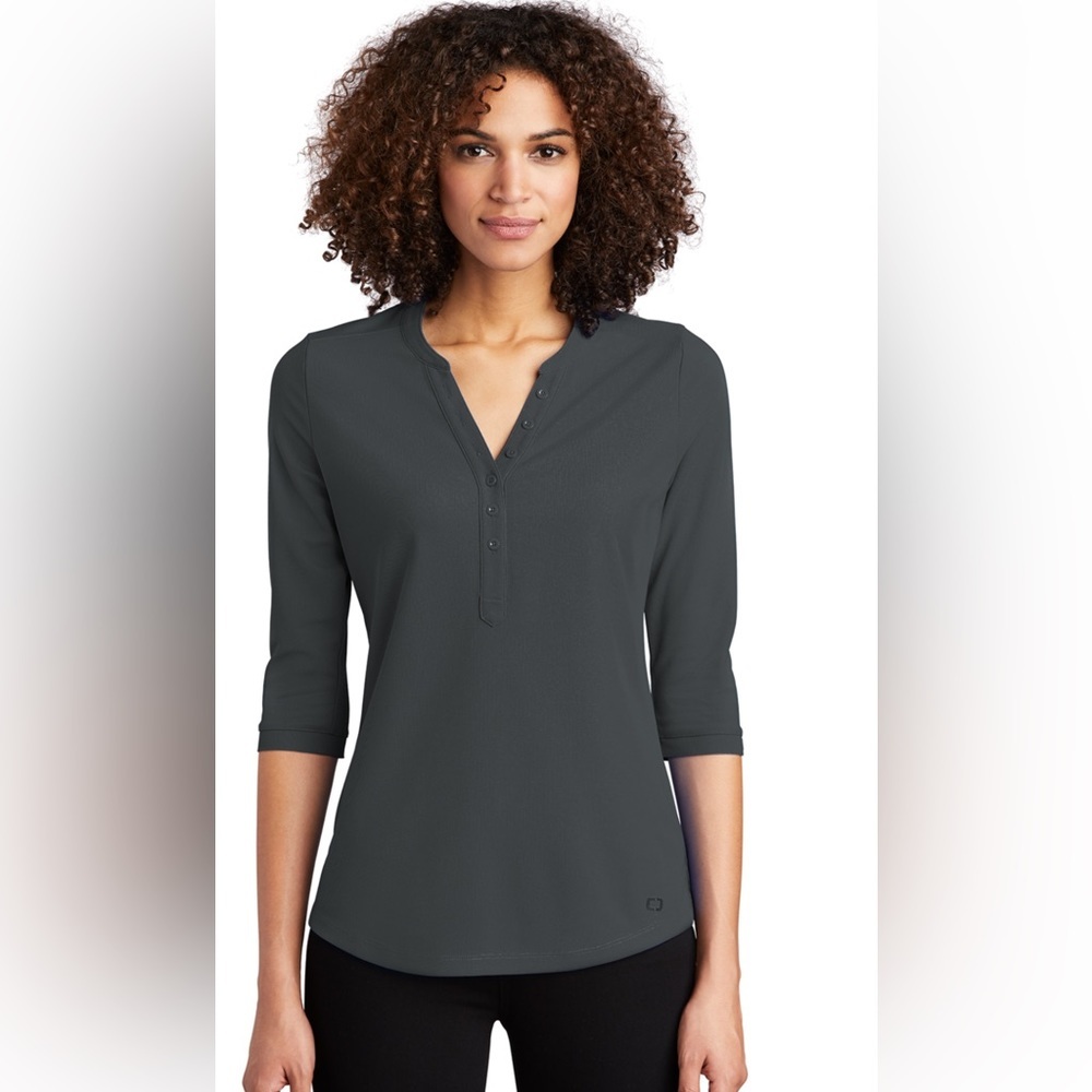 OGIO‎ Roll Up Sleeve Gray Henley Top. Size L(747)